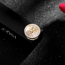 Load image into Gallery viewer, Jewelblings Stunning Clear CZ Hemmed Round Shaped Background Domed Golden Bee Lapel Pin Collar Pin Magnetic Jewelry
