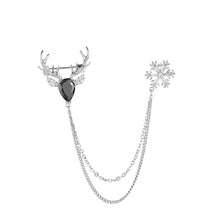 Load image into Gallery viewer, Jewelblings Black Reindeer &amp; Snowflake Chain Collar Pin Accessory
