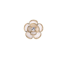 Load image into Gallery viewer, Jewelblings Modern Fashion Clear Round Stone Domed Double Layered White Opal Flower Safety Pin Small Collar Lapel Pin Jewelry
