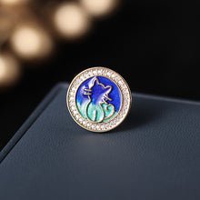 Load image into Gallery viewer, Jewelblings Fantastic Round Shaped Blue Enamel Starry Sky Collar Pin Lapel Pin for your Blouse Wristband Cuff
