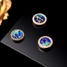 Load image into Gallery viewer, Jewelblings Fantastic Round Shaped Blue Enamel Starry Sky Collar Pin Lapel Pin for your Blouse Wristband Cuff
