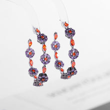 Load image into Gallery viewer, Jewelblings Gorgeous Orange CZ and Purple Flower Circlet Round Hoop Earrings Garland Jewelry
