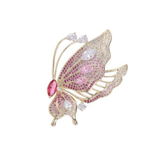 Load image into Gallery viewer, Jewelblings Gorgeous Gold Tone Blue Profile Butterfly Pin with Marquise Cut Stone Accent
