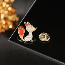 Load image into Gallery viewer, Jewelblings Adorable Long Enamel Tail Red Fox Collar Pin Cute Animal Jewelry
