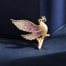 Load image into Gallery viewer, Jewelblings Adorable Golden Body Red Winged Pigeon with Mail Pins Collar Lapel Homing Pigeon Pin for Unisex Jewelry
