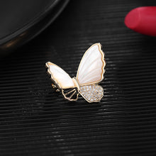 Load image into Gallery viewer, Jewelblings Designer Fashion Pave CZ and Shell Pearl Butterfly Safety Pin Collar Lapel Pin Women Insect Accessory
