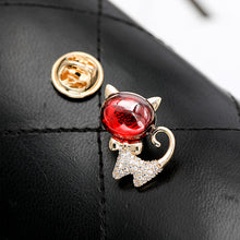 Load image into Gallery viewer, Jewelblings Chinese Vintage Style CZ&amp; Red Opal Goldfish Kitty Fox Safety Pin
