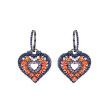 Load image into Gallery viewer, Jewelblings Stunning Opens Blue and Orange Heart Drop Earrings Valentine Day Gift Jewelry
