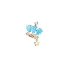 Load image into Gallery viewer, Jewelblings Fashion Vintage Cracked Ice Blue Crown Pin with Star Drop
