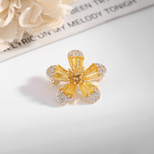 Load image into Gallery viewer, Jewelblings Pretty Baguette Cut Clear CZ Five Petal Flower Lapel Pin Collar Pin for Women Accessory
