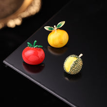 Load image into Gallery viewer, Jewelblings Lovely Peach Tomato Cherry Pear Black Plum Enamel Fruit Collar Lapel Pin Cute Small Accessory
