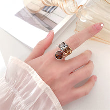 Load image into Gallery viewer, Jewelblings Modern Fashion Gold Tone Clear Coffee Champagne Brown Trio Stone Adjustable Ring Cocktail Jewelry
