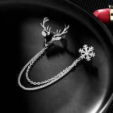 Load image into Gallery viewer, Jewelblings Black Reindeer &amp; Snowflake Chain Collar Pin Accessory
