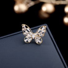 Load image into Gallery viewer, Jewelblings Stunning Opens Golden Beaded Framed Marquise Shaped Body and Baguette Cut CZ Winged Small Butterfly Pin Collar Lapel V Neck Jewelry
