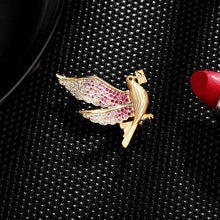 Load image into Gallery viewer, Jewelblings Adorable Golden Body Red Winged Pigeon with Mail Pins Collar Lapel Homing Pigeon Pin for Unisex Jewelry
