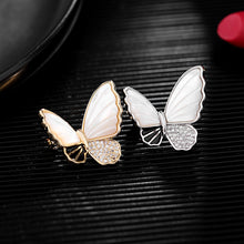 Load image into Gallery viewer, Jewelblings Designer Fashion Pave CZ and Shell Pearl Butterfly Safety Pin Collar Lapel Pin Women Insect Accessory
