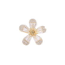 Load image into Gallery viewer, Jewelblings Pretty Baguette Cut Clear CZ Five Petal Flower Lapel Pin Collar Pin for Women Accessory
