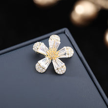 Load image into Gallery viewer, Jewelblings Pretty Baguette Cut Clear CZ Five Petal Flower Lapel Pin Collar Pin for Women Accessory
