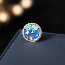 Load image into Gallery viewer, Jewelblings Fantastic Round Shaped Blue Enamel Starry Sky Collar Pin Lapel Pin for your Blouse Wristband Cuff
