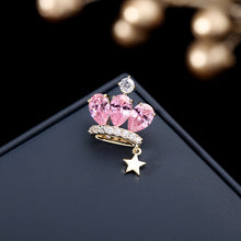 Load image into Gallery viewer, Jewelblings Fashion Vintage Cracked Ice Blue Crown Pin with Star Drop
