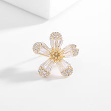 Load image into Gallery viewer, Jewelblings Pretty Baguette Cut Clear CZ Five Petal Flower Lapel Pin Collar Pin for Women Accessory
