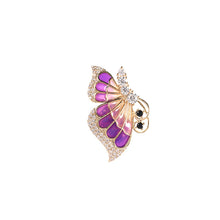 Load image into Gallery viewer, Jewelblings Designer Tinny CZ Hemmed Purple Enamel Profile Butterfly Lapel Pin Collar Pin
