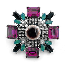 Load image into Gallery viewer, Jewelblings Antique Green and Pink Crystal Art Deco Super Star Brooch Marquise Square Stone Maltese Cross Broach Pins Women Dressy Accessory
