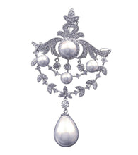 Load image into Gallery viewer, Jewelblings Queen Jewelry Foiled Triple Layered Loop Pearl Drop Brooch Pin
