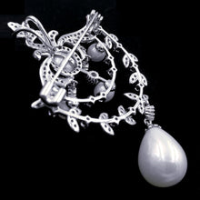 Load image into Gallery viewer, Jewelblings Queen Jewelry Foiled Triple Layered Loop Pearl Drop Brooch Pin
