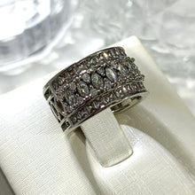 Load image into Gallery viewer, Impressive Silver Tone Marquise Shape CZ Accent Two Row Eternity Ring for Women Wear
