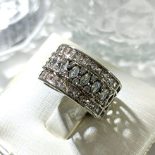 Load image into Gallery viewer, Impressive Silver Tone Marquise Shape CZ Accent Two Row Eternity Ring for Women Wear
