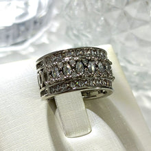 Load image into Gallery viewer, Impressive Silver Tone Marquise Shape CZ Accent Two Row Eternity Ring for Women Wear
