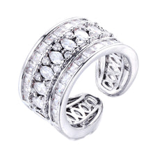 Load image into Gallery viewer, Impressive Silver Tone Marquise Shape CZ Accent Two Row Eternity Ring for Women Wear
