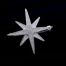 Load image into Gallery viewer, Jewelblings Shiny Full  CZ Double Layer 8 Point Small Burst Star Brooch Pins
