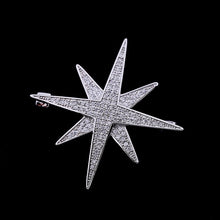 Load image into Gallery viewer, Jewelblings Shiny Full  CZ Double Layer 8 Point Small Burst Star Brooch Pins
