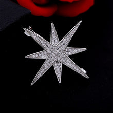 Load image into Gallery viewer, Jewelblings Shiny Full  CZ Double Layer 8 Point Small Burst Star Brooch Pins
