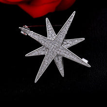 Load image into Gallery viewer, Jewelblings Shiny Full  CZ Double Layer 8 Point Small Burst Star Brooch Pins
